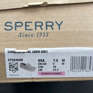NWOT Songfish sparkle linen grey sperrys